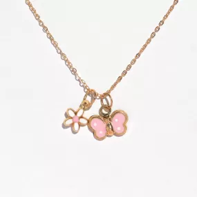 14k Fine Pink Butterfly Necklace