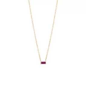 14k Garnet Baguette Necklace | January Birthstone