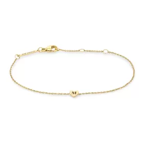 14k Gold Initial Heart Bracelet