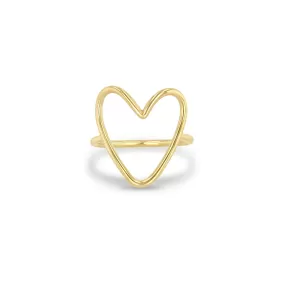 14k Gold Large Open Heart Ring