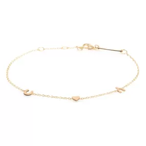 14k Itty Bitty Luck & Love Station Bracelet