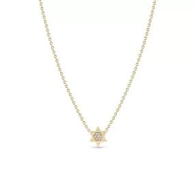 14k Midi Bitty Pavé Diamond Star of David Necklace