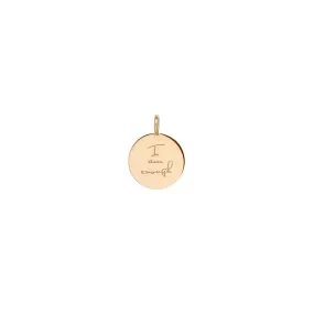 14k Single Small Mantra Medallion Disc Charm