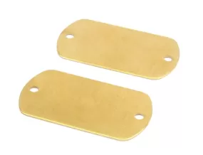 6 Raw Brass Military Tags 2 Holes (50x28x0.80mm) Mt6