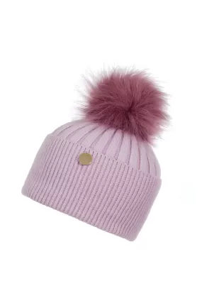 Adults Lilac Angora Beanie with matching pom