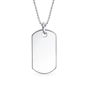 Army Dog Tag Pendant Necklace .925 Sterling Silver Shot Bead Ball Chain