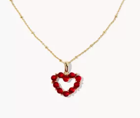 Ashton Heart Pendant Gold Red Glass