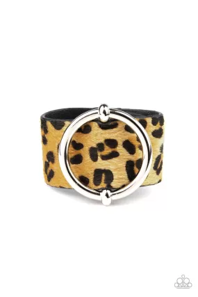 Asking FUR Trouble Yellow Cheetah Print Urban Wrap Snap Bracelet - Paparazzi Accessories