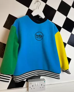 Blue Green & Yellow Fleece Jumper (3mnth - 14 yrs)