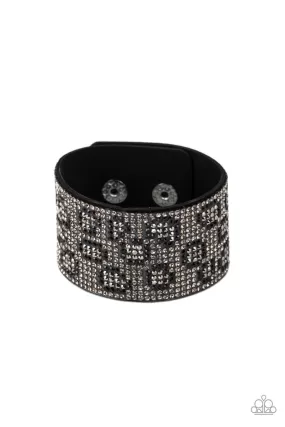 Cheetah Couture Silver Animal Print Rhinestone Wrap Snap Bracelet - Paparazzi Accessories