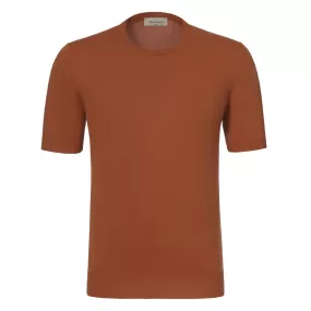 Cotton Crew-Neck T-Shirt in Burnt Orange