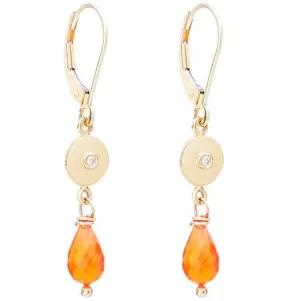 Dangle Disk Earrings With Diamond And Carnelian