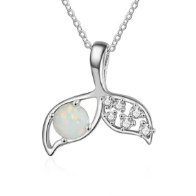 Elegant Fish Tail Pendant Necklace With Opal