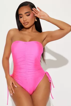 Eloise Ruched 1 Piece Swimsuit - Hot Pink