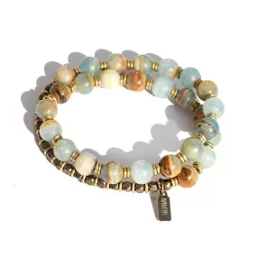 Empathy and Intuition Lemurian Aquatine Mala Bracelet