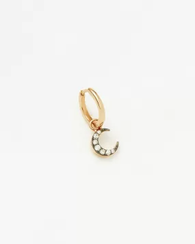 Fine Diamond Single Moon Charm Hoop Earring | 14ct Solid Gold/Diamond