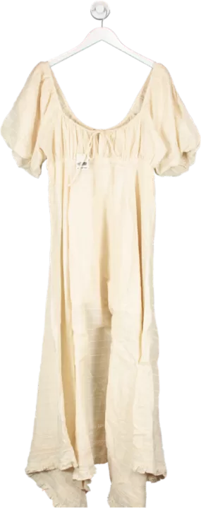 Free People Beige Summer Lace Trimmed Maxi Dress UK M