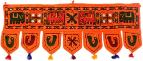 Handmade Indian Door Window Valance Toran India Decor (Orange, 34 x 13 inches)