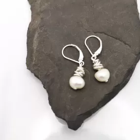 HERA Silver Wrapped Pearl Earrings