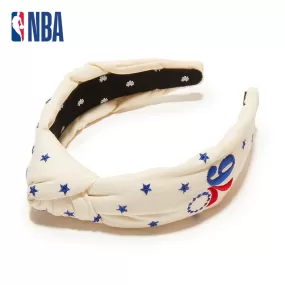 IVORY PHILADELPHIA 76ERS EMBROIDERED KNOTTED HEADBAND