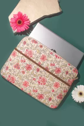 Ivy Floral Embroidered Laptop Sleeve (UPTO 14 INCH)