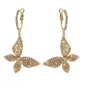 Luxurious Elegant Crystal Butterfly Hoop Earrings