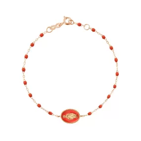 Madone resin charm Classic Gigi Coral bracelet, Rose Gold, 6.7"