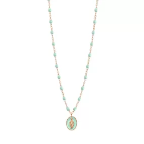 Madone resin charm Classic Gigi Jade necklace, Rose Gold, 16.5"