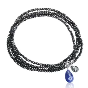 Midnight Color Crystal Wrap Bracelet with Tanzanite and Rutilated Quartz to Celebrate Individuality