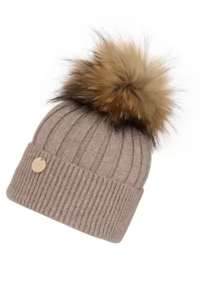 Mini Angora Soft Fawn with Natural Pom Hat