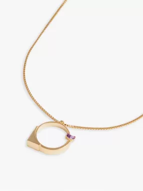 Necklace Refined Brutalism Amethyst 14kt Solid Gold / 55 cm