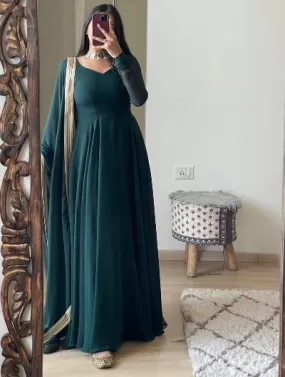 Peacock Georgette Anarkali Kurti Dupatta UK Next Day