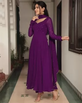 Purple Georgette Anarkali Dupatta Set Uk Next Day