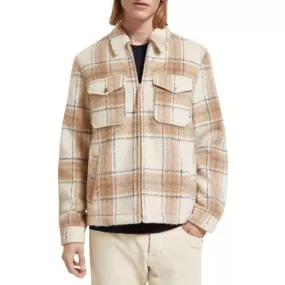 Scotch & Soda Zip-Thru Check Overshirt (Offwhite Camel Check) 174429